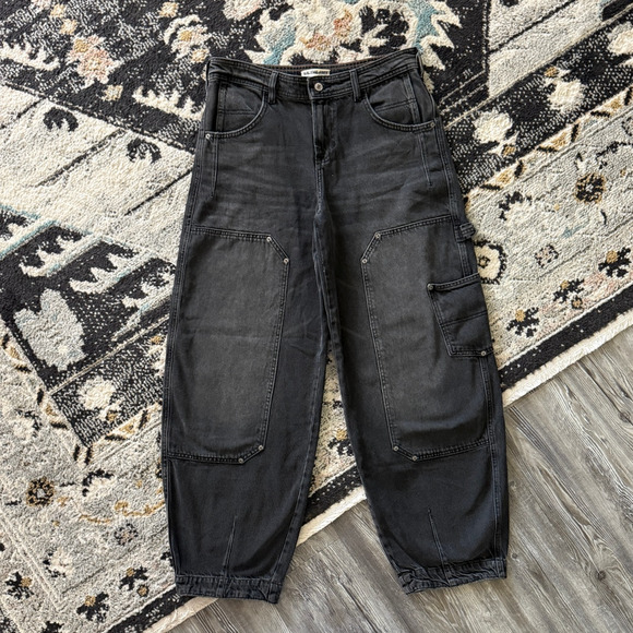 Free People Loren High Rise Carpenter Barrel Jeans Black - Picture 2 of 7